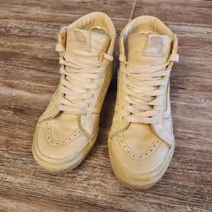 Vans Off The Wall Nude Peach Leather Unisex Skate shoes Sz 6.5 Wmn's/5 Men's